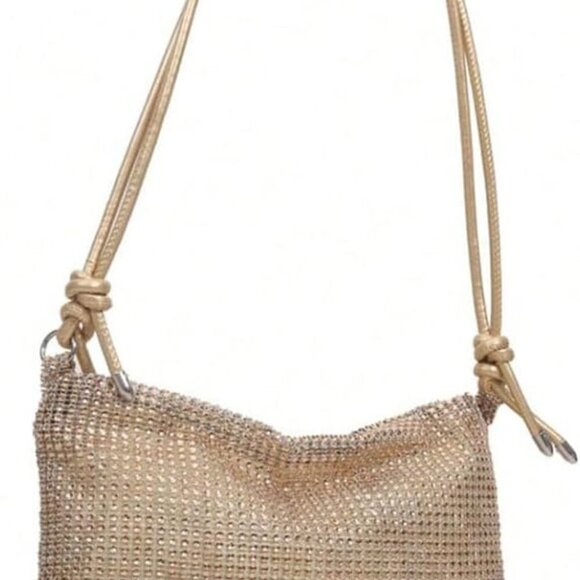 Sparkly Rhinestone Shoulder Handbag with Zipper Closure - Perfect for Evenings - Picture 5 of 5